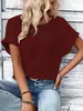 2024 Amazon Europea y Americana Primavera y Verano Nueva Estación Independiente Camiseta de Manga Corta con Empalme de Encaje Lista para Enviar Ropa Femenina Transfronteriza