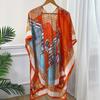 Primavera e Verão Novo Estilo Li Brocado Cetim Split Protetor Solar Cachecol Xale Vestido Feminino Elegante High-end para Desgaste Exterior Lenço