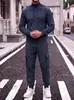 Traje informal de punto grueso para hombre, de otoño e invierno, con cuello alto simple, para ir al trabajo, deportivo y de exterior, transfronterizo de Amazon Europa y América