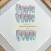 Daiyueda Uñas Portátiles Puras Hechas a Mano Verano Nueva Tendencia Cola de Pez Pintada a Mano con Concha Ojo de Gato Parche de Manicura
