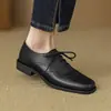 Hallazgos de Lujo a Buen Precio~ Zapatos Brogue 2026 Punta Cuadrada con Cordones Tacón Grueso de 2.5cm Zapatos Pequeños de Piel Zapato Individual Hecho de Piel de Vaca de Primera Capa