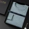 Suéter Masculino de Cashmere 2026 Gola Redonda Outono/Inverno Novo Estilo Cor Sólida Malha Amiga da Pele Para Jovens e Meia-Idade Camada Base Suéter Fino