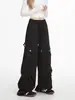 Pantalones Cargo de Bolsillo con Pliegues Estilo Americano para Mujer, Temporada de Primavera y Otoño, Cintura Alta Pierna Ancha Estilo Hip-Hop Streetwear Pantalones de Nicho