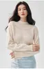 Suéter de cashmere com trama de tricô vazada e barra franzida para mulheres, top moderno e versátil, novidade de outono e inverno, roupa para usar por baixo, suéter de tricô feminino