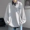 Sudadera tipo polo a cuadros casual nueva y moderna estilo americano para hombre, nueva primavera, top de retazos falso de dos piezas