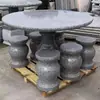 Mesa de Piedra y Banco de Piedra, Mesa de Granito Natural para Patio de Jardín, Mesa Redonda de Mármol para Parque al Aire Libre de Villa, Hogar