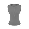 Camisola acanalada de ocho botones estilo BM americano para mujer, top de verano sin mangas ajustado estilo 'hot girl' BM