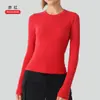 Camisa Base Feminina de Lã Merino com Gola Redonda, Corte Slim Fit, Manga Longa, Absorvente de Umidade e Quente, para Esportes ao Ar Livre e Outono/Inverno