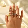 Estilo Ins Europeu e Americano Anel Aberto de Cobre Dourado 18K com Zircônia Embutida Anéis de Casal Estilo Vintage Anel Geométrico Anel Geométrico Feminino