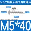 Tornillos Autorroscantes de Acero Inoxidable 316 de Cabeza Plana Grande, Cabeza Redonda, Ta Estándar de Guangdong, Tornillos para Madera de Cruz, Tornillos Autorroscantes de Cabeza de Paraguas