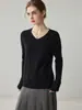 Suéter minimalista 100% cachemira pura para mujer, cuello en V, tejido trenzado, jersey, perfecto como capa interior, versátil para otoño e invierno