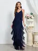 Comércio exterior novo vestido longo feminino sem mangas sexy banquete alça vestido europeu e americano novo vestido de festa com borla