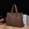 Bolsa Tote Masculina Estilo Coreano Horizontal Fashionável Versátil Bolsa de Couro Bolsa Transversal Tendência Bolsa de Ombro Masculina Bolsa Vintage