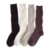 Calcetines de lana para pantorrilla de mujer Otoño Invierno Calcetines largos Cálidos Engrosados Color Café Merade Calcetines holgados de cachemir con zapatos Birkenstock