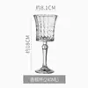 Vidrio Europeo con Relieve de Pie Alto Corte Diamante Cristal Copa de Vino Retro Grabada Copa de Vino Tinto Copa de Agua Champagne Fiesta de Boda