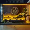 Parede de Fundo em Liga de Alumínio, Grelha Paisagística Esculpida Oca para Pátio, Parede Paisagística, Tela de Arte em Alumínio Estilo Chinês Novo, Parede de Tela para Jardim