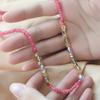 Collar de Turmalina Rosa con Cuentas, Moda de Verano, Estilo de Alta Gama, Nueva Cadena para Clavícula Estilo Chino, Collar Versátil con Temperamento Elegante