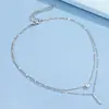 Nuevo producto transfronterizo europeo y americano: Collar colgante de borla larga con pequeños diamantes en forma de gota de agua de doble capa, único y elegante, juego de dos piezas