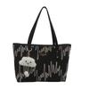 Bolsa Casual para Desplazamiento de Gran Capacidad para Mujer 2025 Nueva Moda Estudiante Universitario Clase Hombro Rayada Bordada Tote