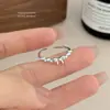 Anillo abierto de plata s925 con lazo dulce y delicado para mujer, anillo versátil de resina minimalista de nicho para dedo índice ajustable