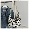 Bolsa Tote de Ombro Casual Simples de Grande Capacidade da Moda, Novo Estilo Primavera 2026, Estampa de Vaca