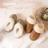 Pantuflas Augu Shiden con Forro de Lana para Mujer 2026 Nuevas de Invierno Mules de Suela Gruesa sin Cierre Pantuflas de Algodón Espeso Peludas para la Nieve