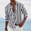 Camisa Estampada Abstrata com Arte Degradê Nova 2024 Para o Dia a Dia Primavera Verão Camisa de Manga Longa Dobrável