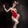 Lencería Sexy con Lazos Laterales para la Cena de Navidad, Atmósfera de Conejita Puro Deseo Vestido Ajustado