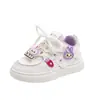 Zapatos para Niñas 2025 Nuevos Zapatos Deportivos Infantiles de Primavera y Otoño Tenis de Princesa de Cuero para Niños Mayores Transpirables con Diseño de Dibujos Animados