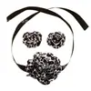 Conjunto de Collar y Aretes de Dos Piezas para Mujer con Estampado de Leopardo Floral Tridimensional, Moderno y Único