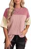 Amazon 2025 Camiseta de Mujer Transfronteriza Europea y Americana de Cuello Redondo, Moderna y Versátil, Top Tricolor Casual y Elegante