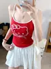 Versión de Calidad de Camisola Estampada de Dibujos Animados de Hello Kitty para Niñas, Bonita Prenda de Verano para Vestir por Encima, Sexy y Pura con Colores Contrastantes