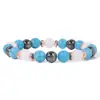 Elegante Pulsera de Ágata Azul Ónix Negro y Cuarzo Rosa con Separadores de Oro Rosa Piedras Naturales Pulidas Ajuste Ajustable Ideal para Uso Casual y Formal Regalo Perfecto para Él y Ella