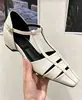 Fivela de cinto Sandálias Romanas para mulheres, novo estilo coreano 2026, bico quadrado, design vazado, aumento interno de altura, sandálias romanas de tira T fashion, estilo INS