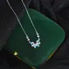 Collar de mariposa de ensueño de plata pura 999 para mujer, nueva cadena elegante para la clavícula estilo coreano, gargantilla con colgante de diseño nicho