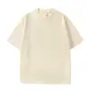 Camiseta de verano [peso pesado 200g] de algodón puro, color liso, manga corta, unisex, cuello redondo, moderna, manga media, estilo básico, hombros caídos