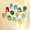 Estilo Ins Adorno de Papel para Pastel Oso Sonriente Estrella Amor Flor Adorno para Pastel de Cumpleaños Decoración para Pastel