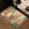 Alfombrilla de Piso para Baño, Alfombra Absorbente de Agua Antideslizante, Felpudo Resistente a la Suciedad para Inodoro, Felpudo de Estilo Retro Americano para Uso en Baño