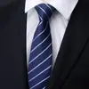 Corbata con cremallera formal de negocios para hombre, Corbata perezosa negra a rayas azules ajustada para novio, Fácil de poner y quitar