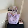 Nueva Bolsa de Tote de Doble Cara Estilo Coreano Ins Estilo Perezoso con Bordado de Dibujos Animados Lindos para Estudiantes Universitarios que Asisten a Clase Bolso de Hombro