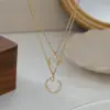 Corrente para Clavícula Elegante com Zircônia Microincrustada, Galvanizada a Ouro Real para Mulheres, Novo Modelo 2026, Colar de Alto Padrão Estilo Unha, Corrente de Pescoço Versátil