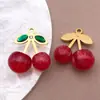 Acero Inoxidable 3D Estéreo Cereza Fresa Rosa Colgante Pequeño Colgante DIY Collar Pulsera Pendientes Accesorios de Joyería