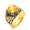 Anillo de Acero de Titanio para Hombre Anillo de Águila Nuevo Europeo y Americano Anillo del Ejército de Rubí Retro