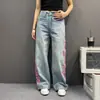 Jeans Rectos Ajustados Azules Bordados con Letras Estilo Retro Americano para Hombres y Mujeres 2026 Nuevos Pantalones Largos Sueltos con Caída