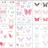 Pegatinas impermeables para tatuajes de flores y mariposas, con transferencia al agua, de color verde y rosa, para clavícula y dedos.