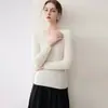 Suéter 100% cachemir para mujer, cuello redondo, corte ajustado, cálido, capa base de punto ajustada
