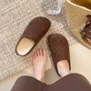 Chinelos de Algodão com Biqueira de Veludo Retrô para Uso Externo Feminino 2025 Novo Outono e Inverno Sola Grossa Meia-Bota Birkenstock Peluda