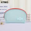 Bolsa de Cosméticos Portátil Semicírculo com Grade Bolsa de Higiene Pessoal Grande para Viagem Feminina Bolsa de Armazenamento de Cosméticos de Mão para Sair