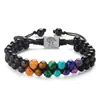 Pulsera Bohemia de Doble Capa de Piedra Natural Colorida de 6 mm para Mujer Pulsera de Árbol de la Vida con Cuentas de Piedra Natural Cristal Ónix