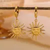 Pendientes Europeos y Americanos Nuevos de Cruzamiento Simple Creativos de Personalidad Modernos Girasol Acero Inoxidable Pendientes de Temperamento Exagerado Venta al Por Mayor